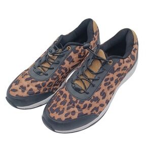 Vionic Neptune Sneakers Womens 8.5 Brown Excellent Leopard Print Bungee Laces